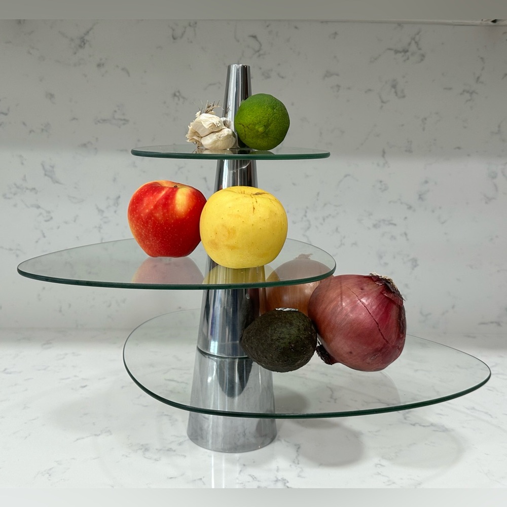 Nambé Cortina 3 Tiered Server Glass Stand